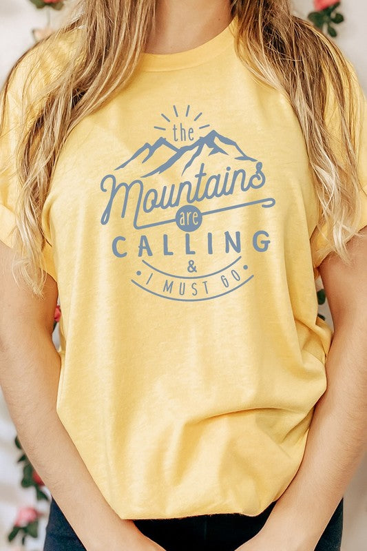 The Mountains Calling And I Must Go Graphic Tee Shirt