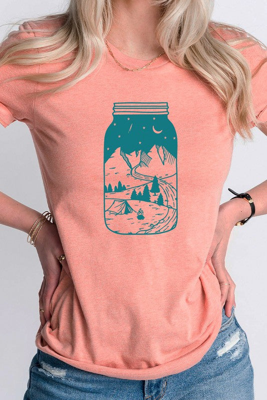 Summer Night Adventure in Mason Jar Graphic Tee Shirt