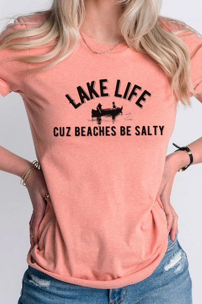 Lake Life Cuz Beaches Be Salty Rowboat Graphic Tee Shirt