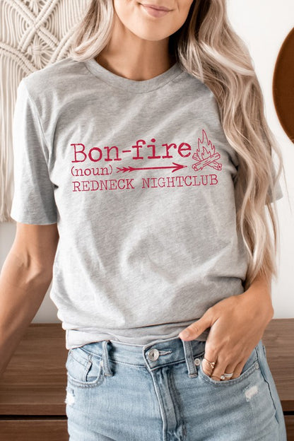 Bonfire Redneck Nightclub Fire Side Graphic Tee Shirt