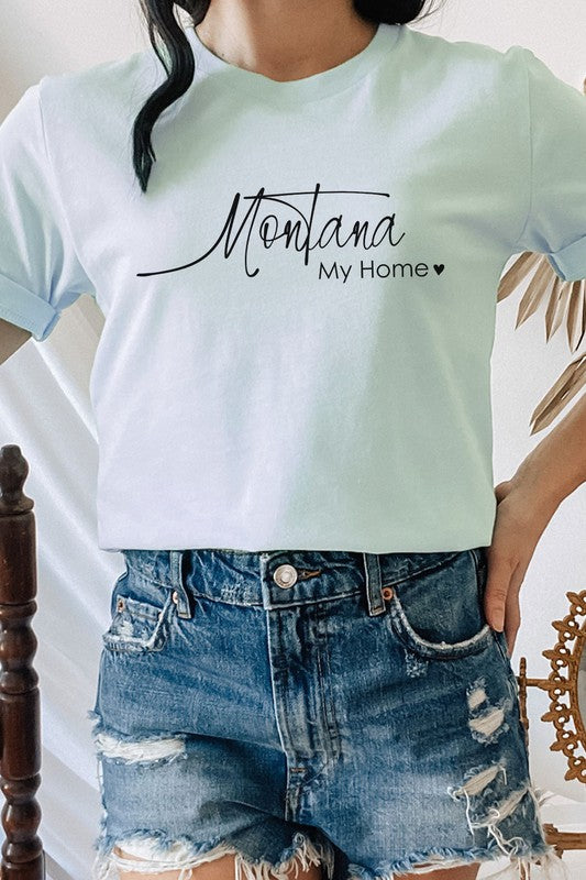 Montana My Home Heart State Graphic Tee Shirt